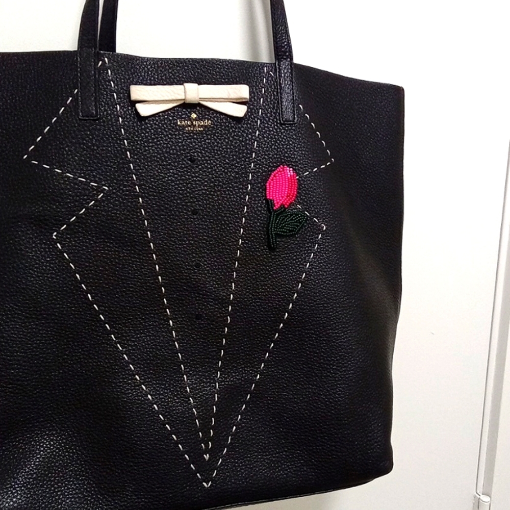 NEW! 🌟HP🌟Kate Spade Leather Tuxedo Tote - Picture 2 of 11